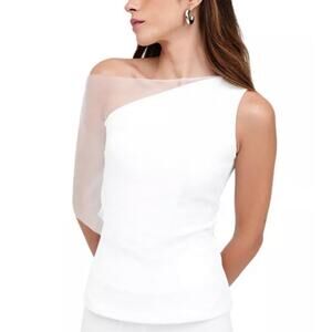 Marcella Zinnia Ponte Mesh One Shoulder Top